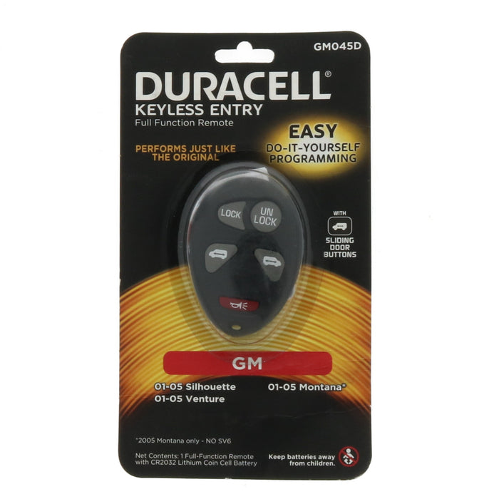Duracell #GM045D Keyless Entry Full Function Remote Self Programmable