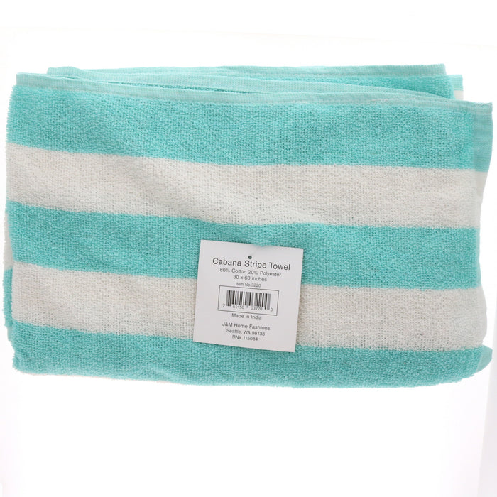 J&M Home Fashions #3220 Cabana Stripe Towels 30"x60" ~ 4-Pack