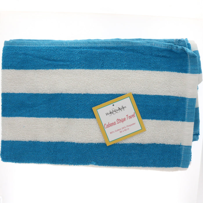 J&M Home Fashions #3220 Cabana Stripe Towels 30"x60" ~ 4-Pack