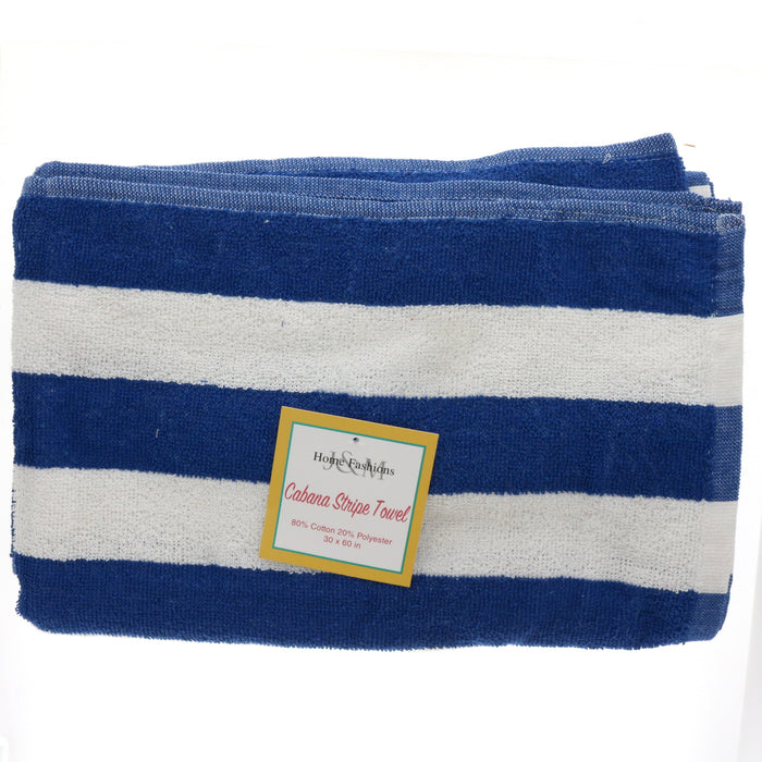 J&M Home Fashions #3220 Cabana Stripe Towels 30"x60" ~ 4-Pack