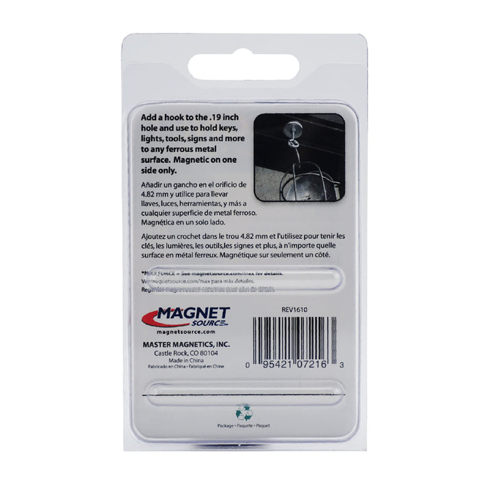 Magnet Source #07216 .283 in. L X 1.42 in. W Silver Round Base Magnet 16 lb. pull ~ 6-Pack