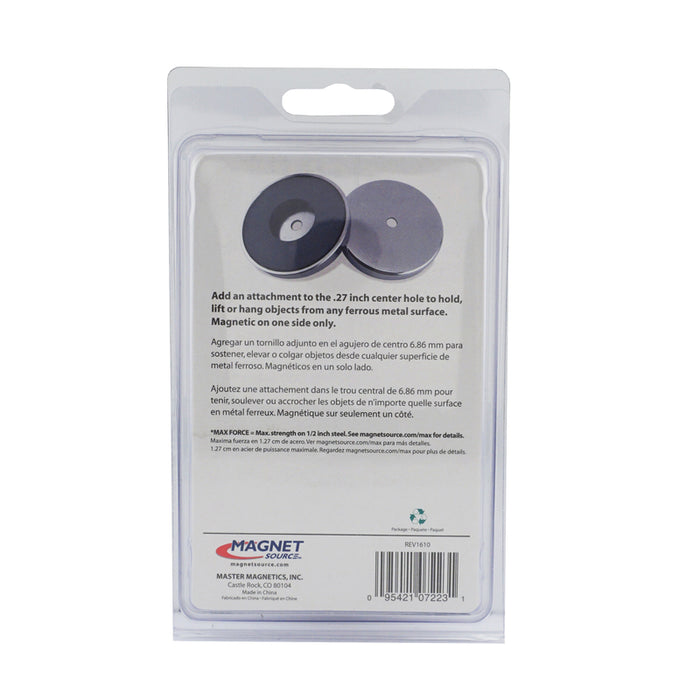 Magnet Source #07223 .44 in. L X 3.2 in. W Silver Round Base Magnet 95 lb. pull ~ 3-Pack