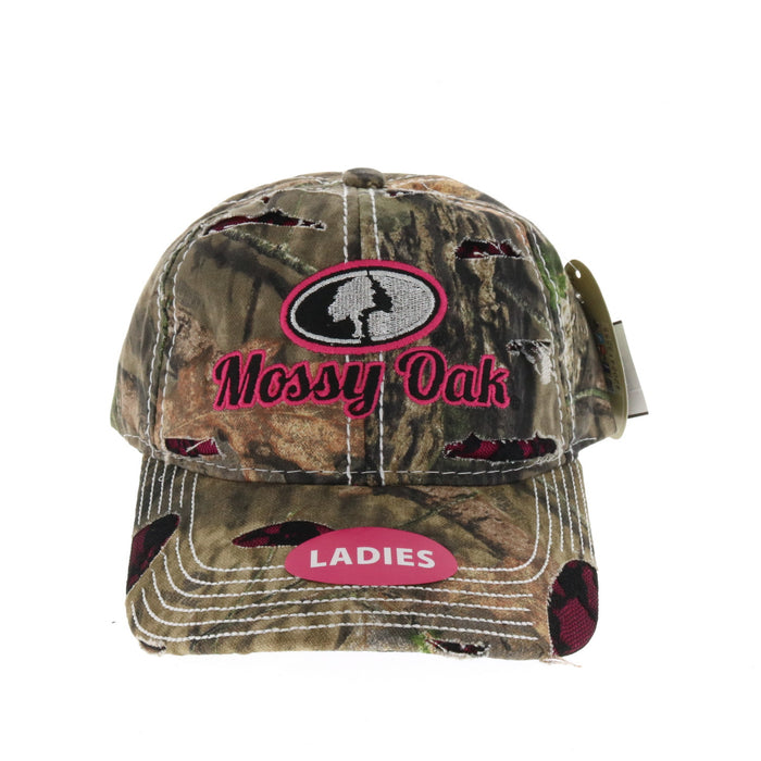 Outdoor Cap #WH130447W Distressed Pink Mossy Oak Logo Ladies Fit Baseball Cap