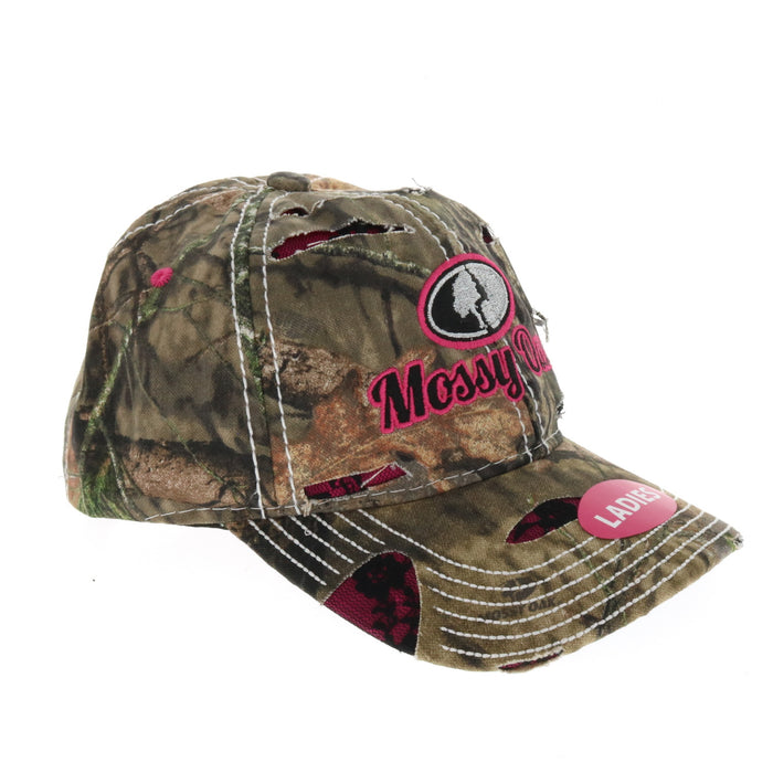 Outdoor Cap #WH130447W Distressed Pink Mossy Oak Logo Ladies Fit Baseball Cap