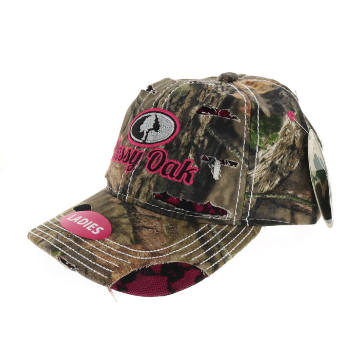 Outdoor Cap #WH130447W Distressed Pink Mossy Oak Logo Ladies Fit Baseball Cap