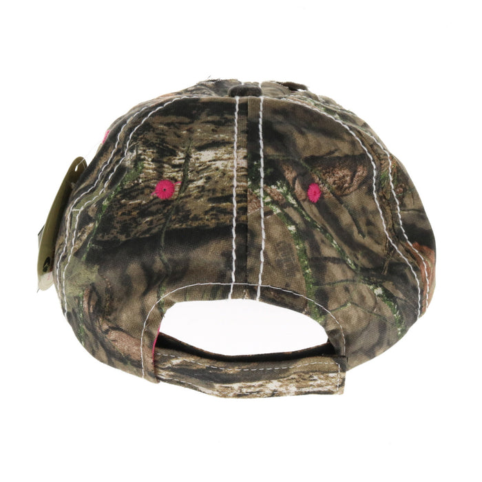 Outdoor Cap #WH130447W Distressed Pink Mossy Oak Logo Ladies Fit Baseball Cap