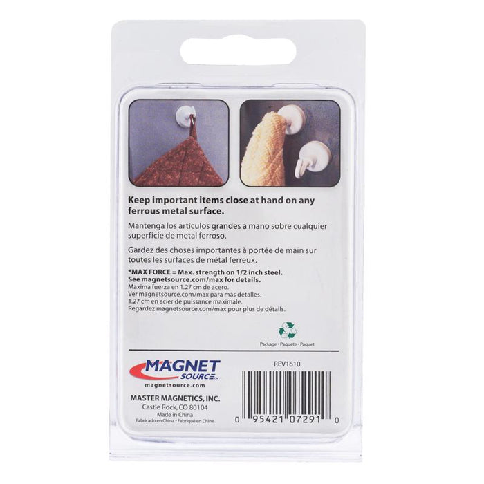 Magnet Source #07291 1.4 in. L X 1.25 in. W White Magnetic Hooks 14 lb. pull 2 pk ~ 2-Pack ~ 4 Total