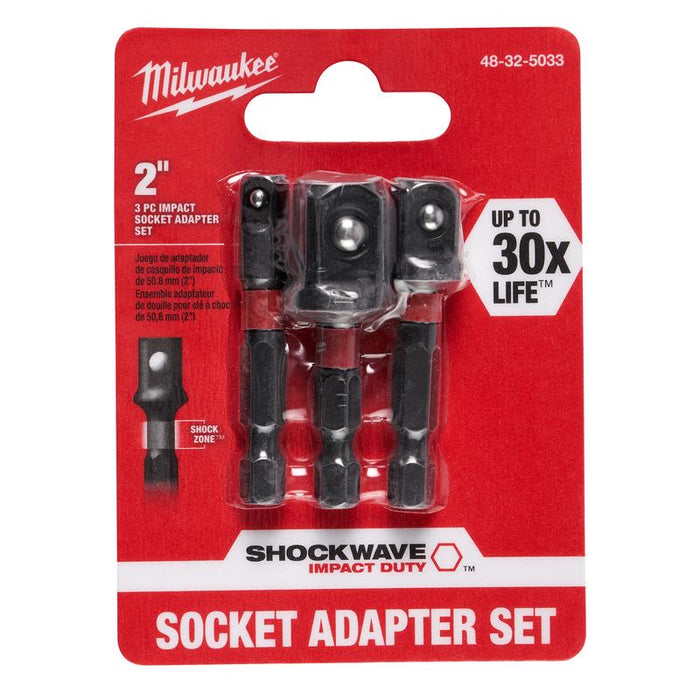Milwaukee #48-32-5033 Shockwave Square 2 in. L Screwdriver Socket Adapter Steel 3 pc