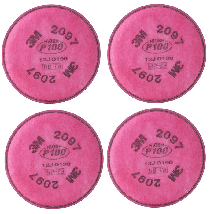 3M #2097 P100 Respirator Mask Replacement Filter Pink ~ 2-Pack ~ 4 Filters Total