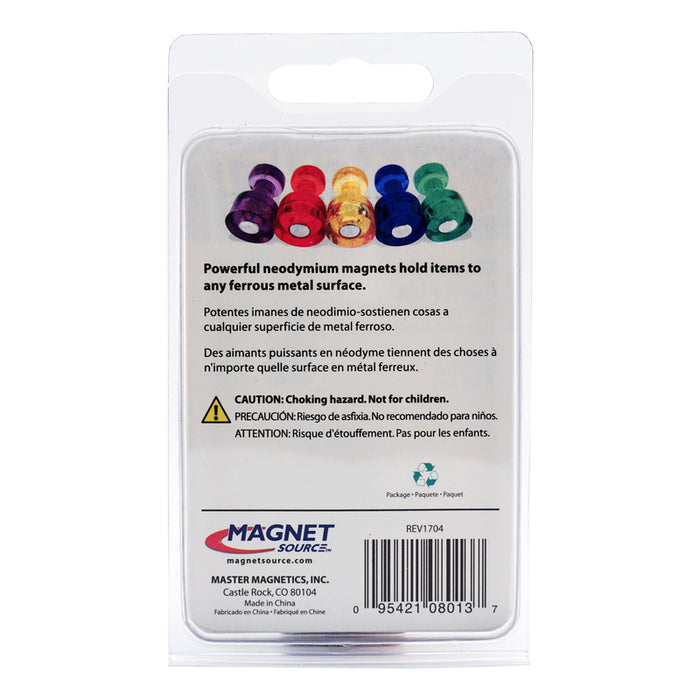 Magnet Source #08013 .625 in. L X .375 in. W Assorted Magnetic Push Pins 10 pc ~ 2-Pack ~ 10 Total