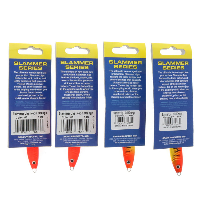 Braid Slammer Series 1oz Jig Saltwater Fishing ~ 4-Pack