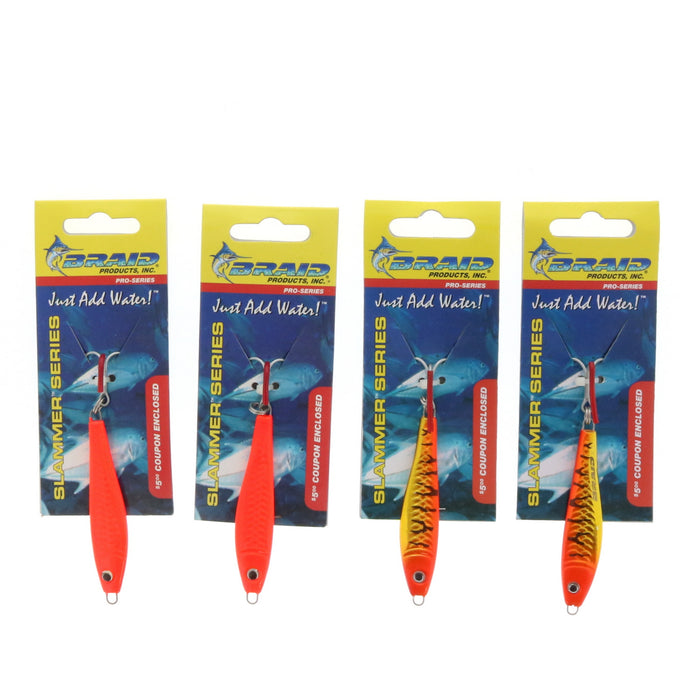 Braid Slammer Series 1oz Jig Saltwater Fishing ~ 4-Pack