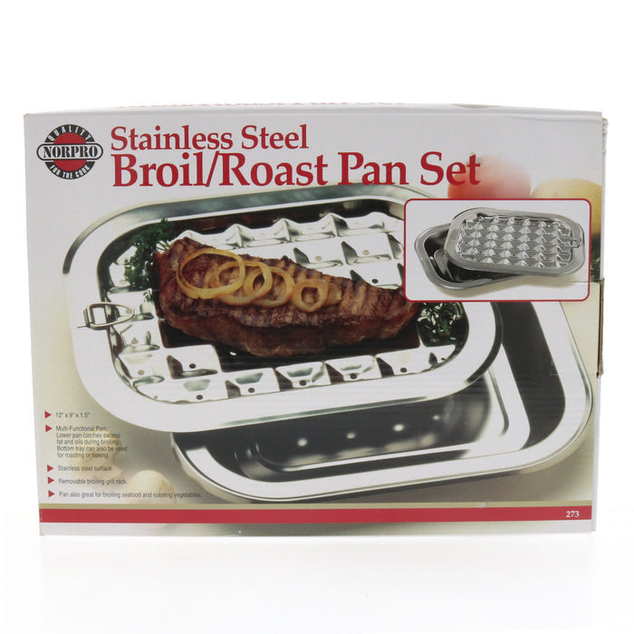 Norpro #273 Stainless Steel Broil/Roast Pan Set