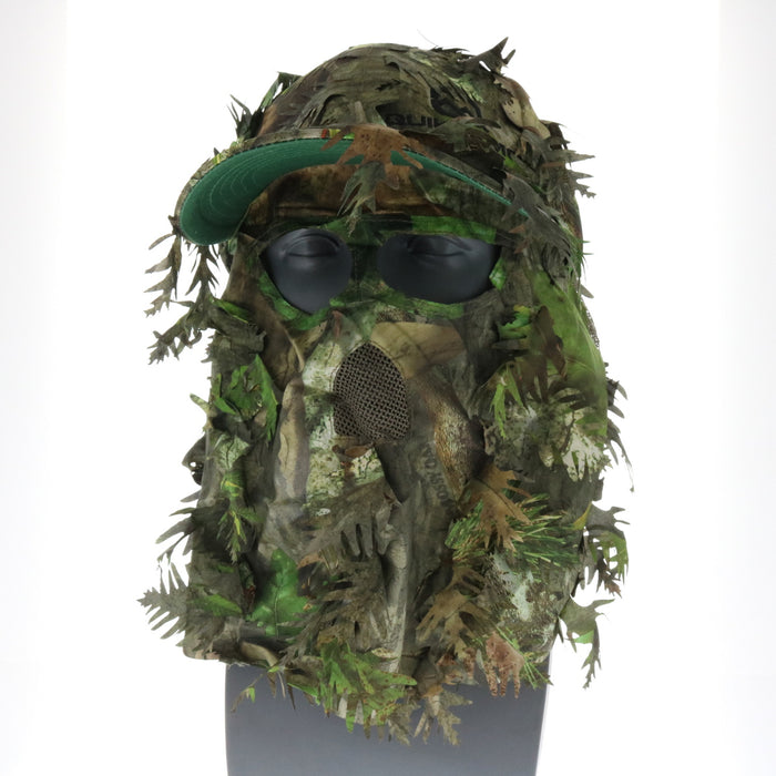 QuikCamo Mossy Oak Obsession Camo Hat Cap 3D Leafy Face Mask Adjustable