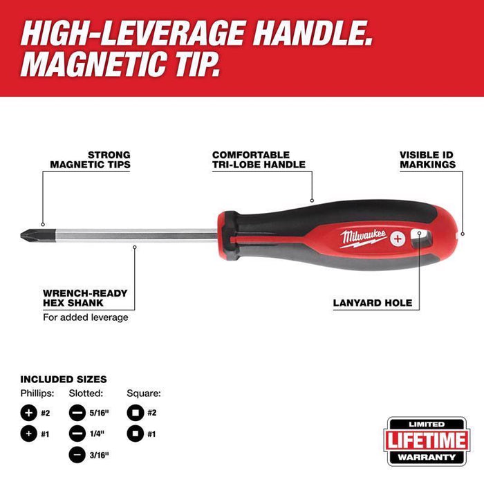Milwaukee 3 to 8 in. Long Phillips/Slotted Screwdriver Set ~ 10-Pack