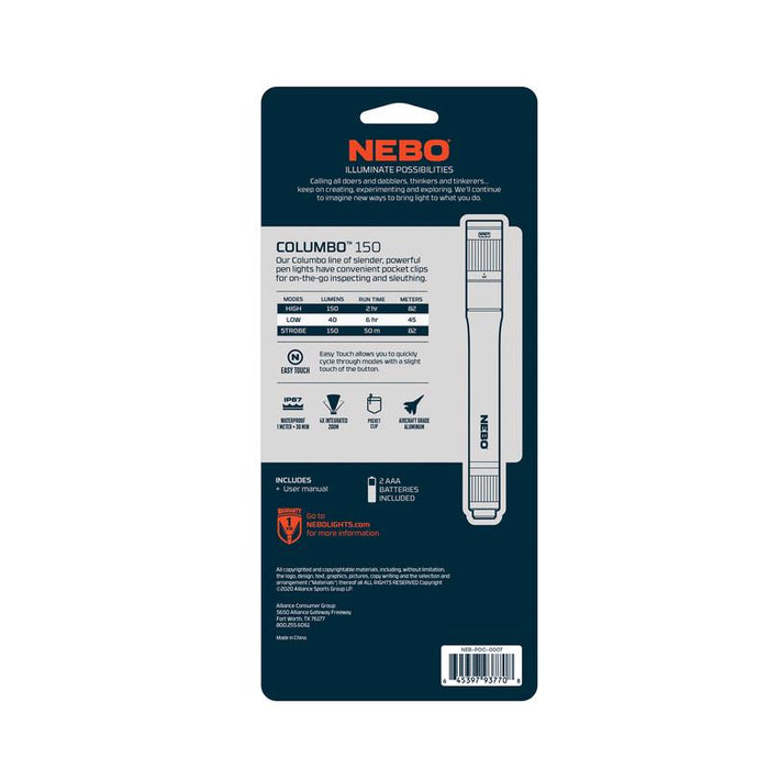 Nebo #NEB-POC-0007 Columbo 150 Lumens Black LED Pen Light