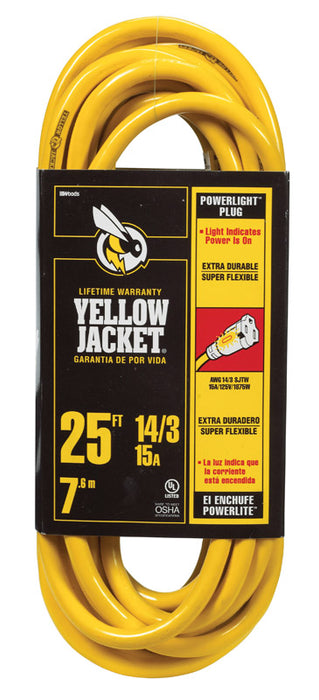 Yellow Jacket #2886AC Outdoor 25 ft. L Yellow Extension Cord 14/3 SJTW