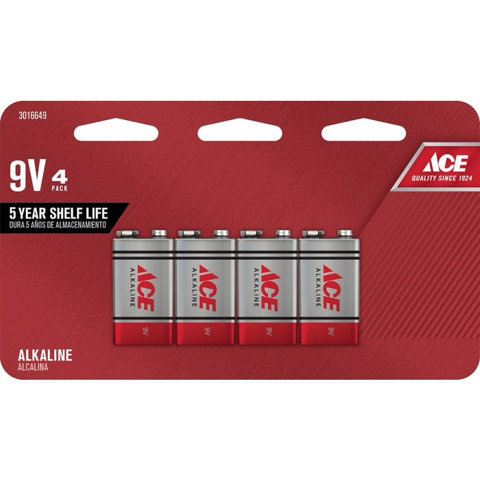 Ace #6LR61UD-4B 9-Volt Alkaline Batteries 4 pk Carded