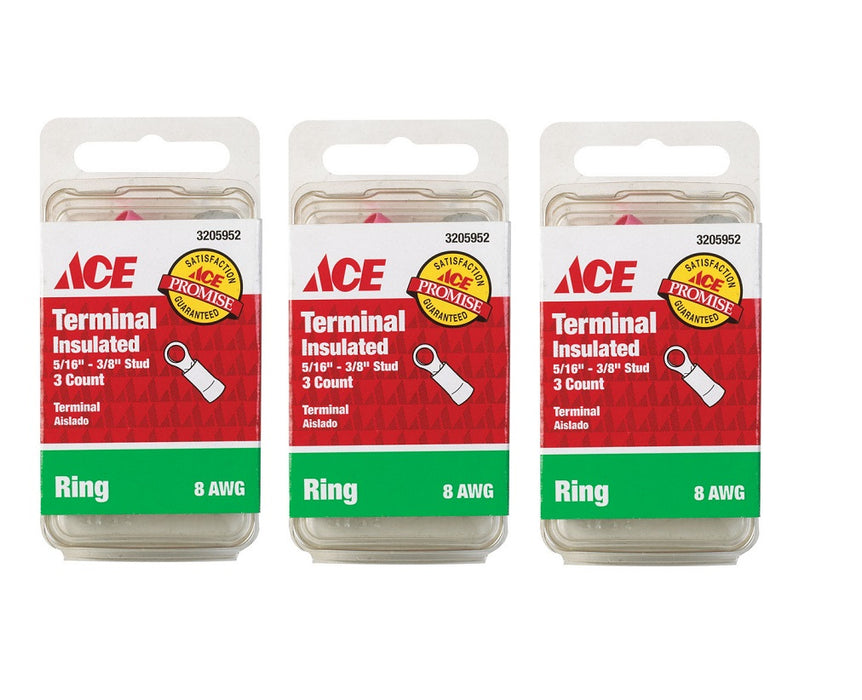 Ace Hardware #3205952 Insulated Ring Terminal Red ~ 3-Pack ~ 9 Rings Total