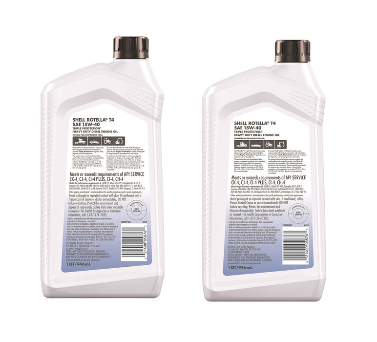 Shell Rotella #550049483 15W-40 Diesel Heavy Duty Engine Oil ~ 2-Pack ~ 2 Qts Total