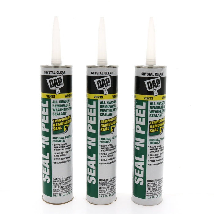 DAP #7079818351 Seal 'N Peel Clear Polymer Door, Siding and Window Sealant 10.1 oz ~ 3-Pack