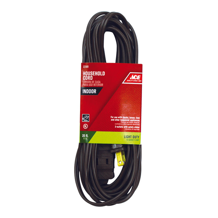 Ace #IN162PT220BR Indoor 20 ft. L Brown Extension Cord 16/2 SPT-2 ~ 3-Pack