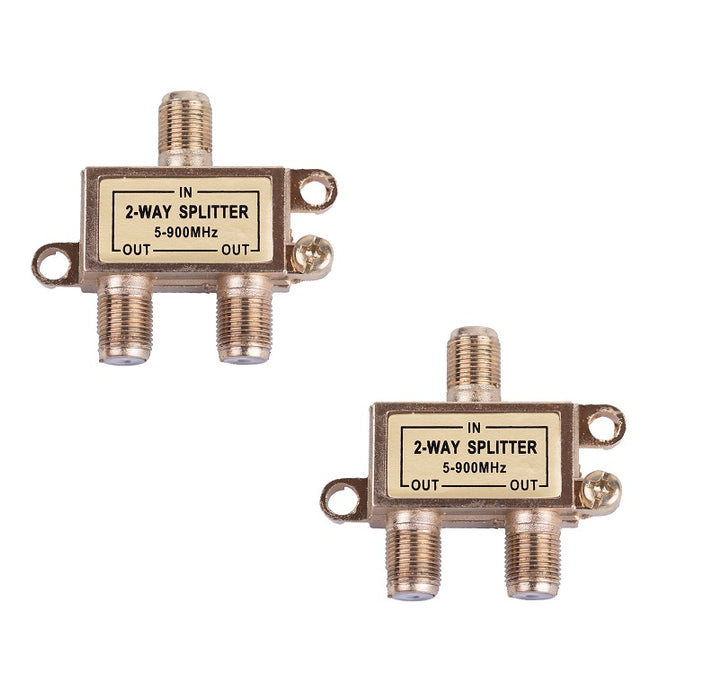 Monster # 140005-00 Just Hook It Up 2 Way Coax Splitter 75 ohm 900 MHz ~ 2-Pack