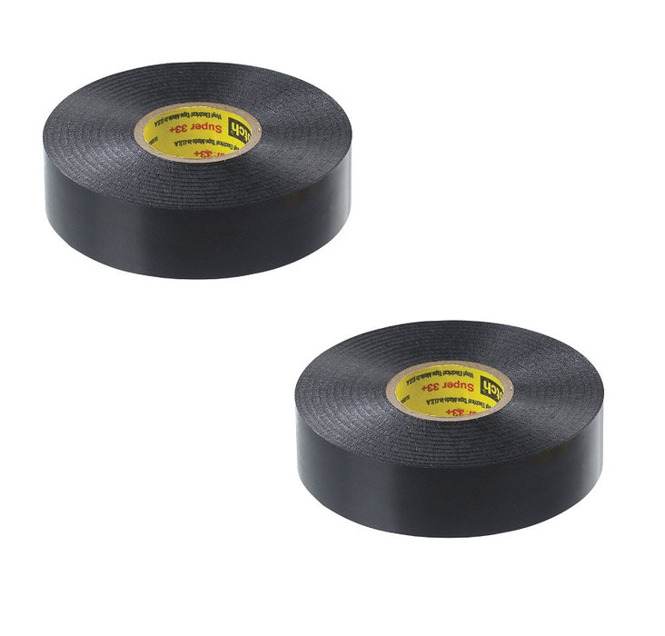 Scotch #6132-BA-100 Super 33+ 3/4" x 66' Black Vinyl Electrical Tape ~ 2-Pack