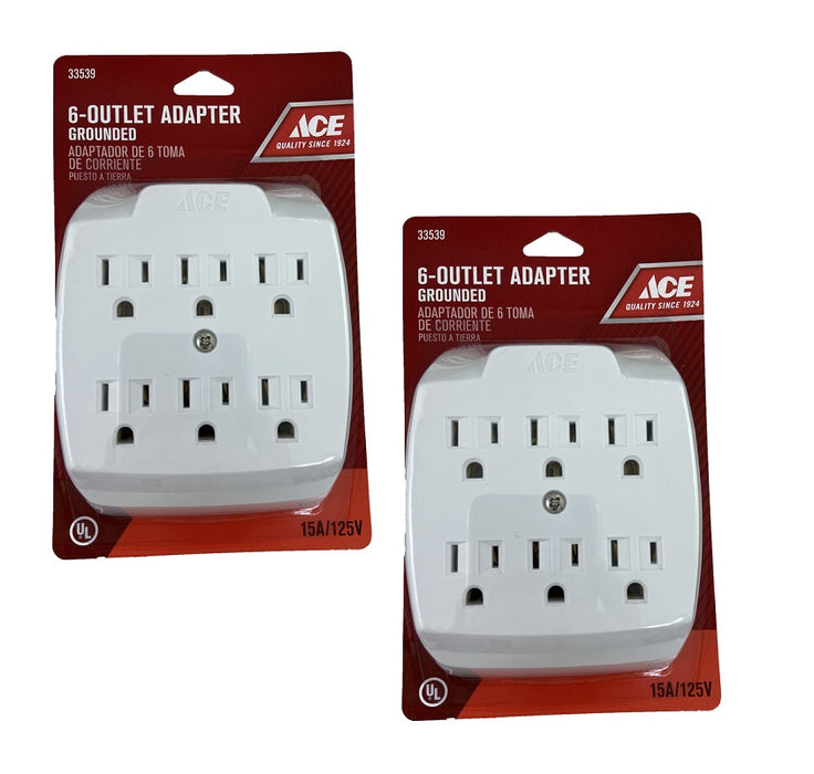 Ace Hardware #FA-357A(E)/09 Grounded 6-Outlet Adapter ~ 2-Pack