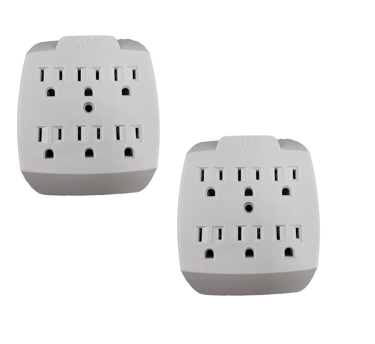 Ace Hardware #FA-357A(E)/09 Grounded 6-Outlet Adapter ~ 2-Pack