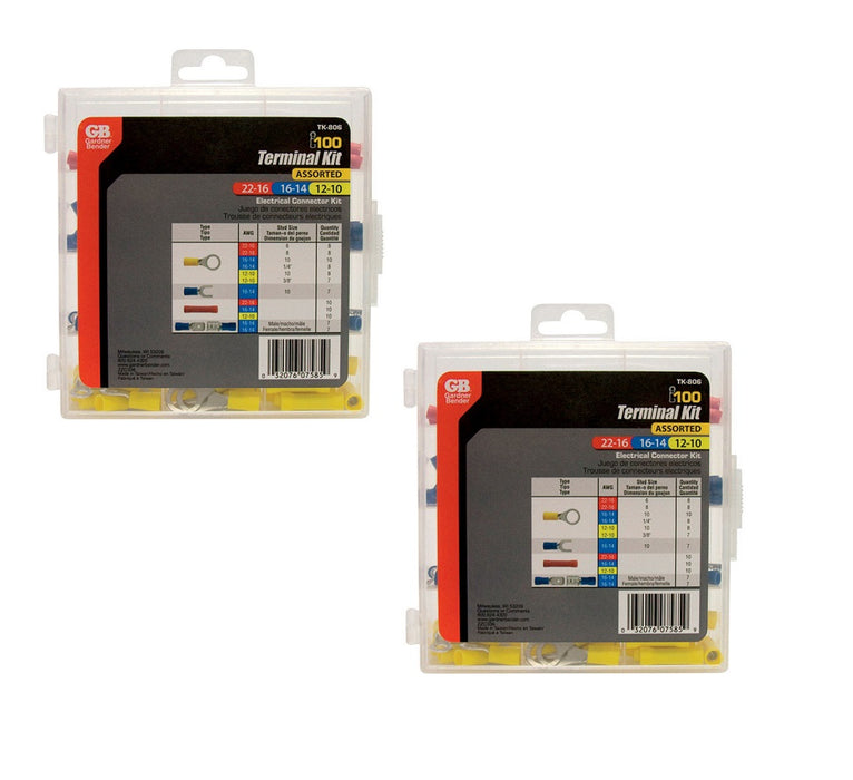 Gardner Bender #TK-806 22-10 Ga. Insulated Wire Terminal Kit ~ 2-Pack ~ 200 Assorted Pieces Total