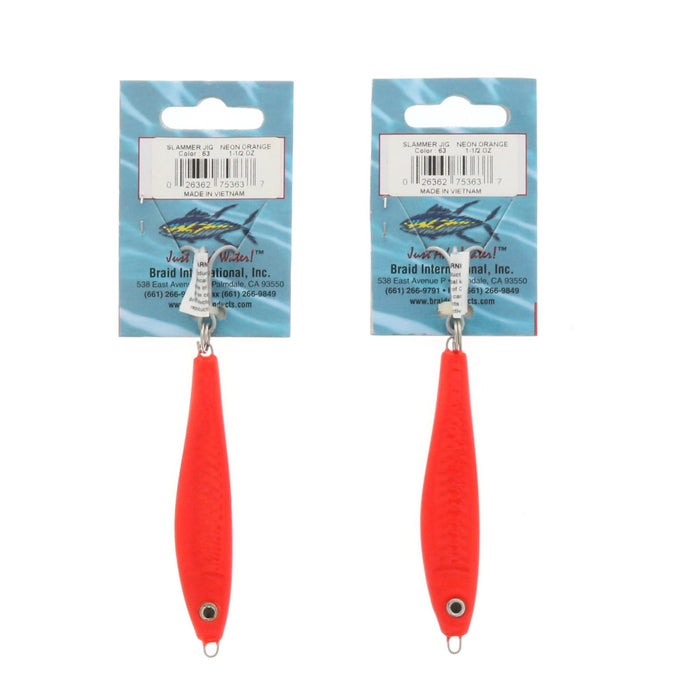 Braid Slammer Series 1.5oz Jig Saltwater Fishing ~ 2-Pack