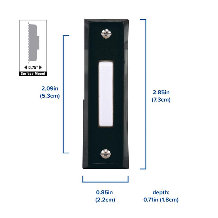 Heath Zenith #SL-664-03 Black Plastic Wired Pushbutton Doorbell ~ 2-Pack