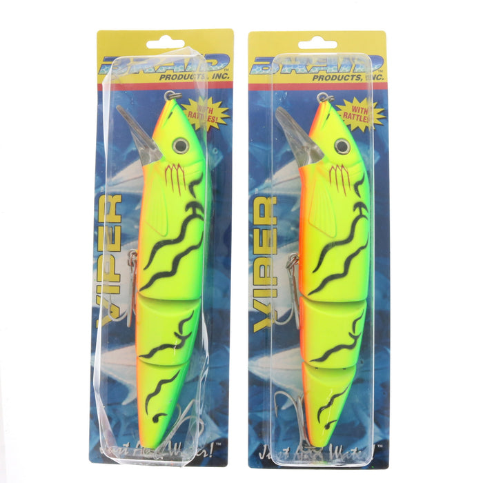 Braid #403 Viper 10" Double Jointed Bait Lure Fishing Fire Tiger ~ 2-Pack