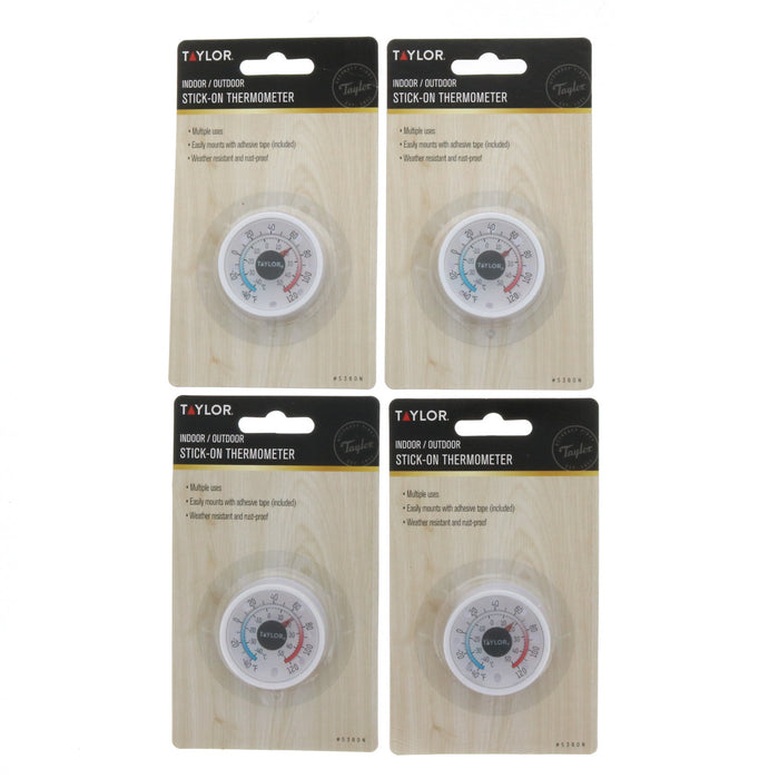 Taylor #5380N Adhesive Dial Mini Thermometer 1.75 in. ~ 4-Pack