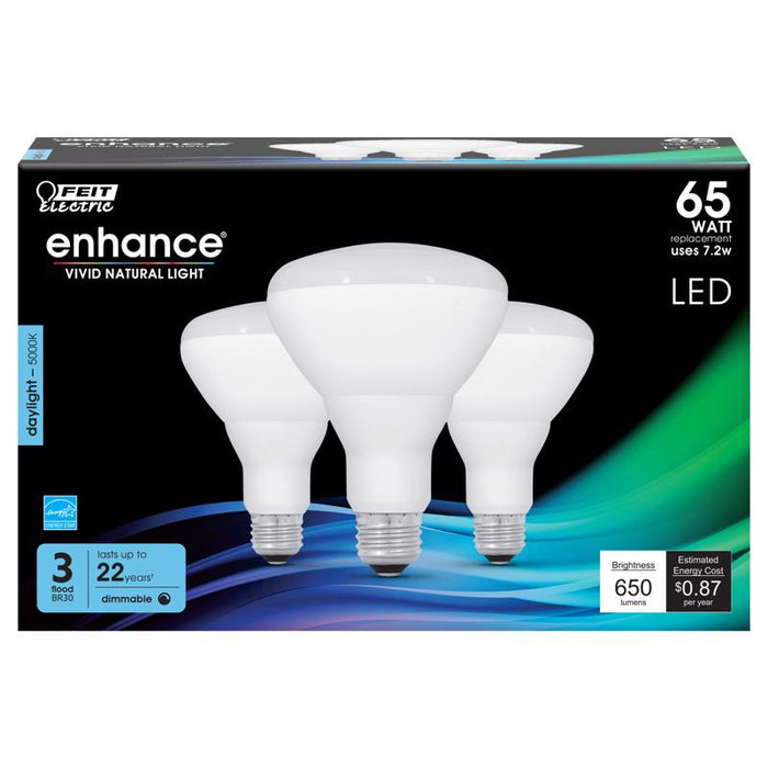 Feit Electric #BR30DM/950CA/3 Enhance BR30 E26 (Medium) LED Bulb Daylight 65 Watt Equivalence 3 pk