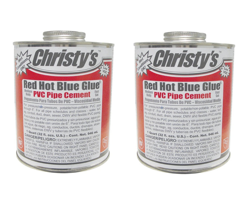 Christy's #505201 Red Hot Blue Glue Blue Cement For PVC ~ 2-Pack ~ 64 oz Total