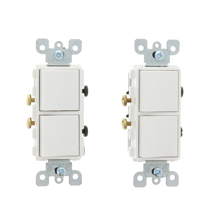 Leviton #05634-0WS Decora 15 amps Single Pole Combination AC Quiet Switch White ~ 2-Pack