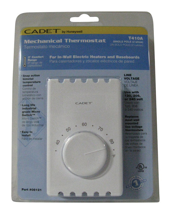 Cadet #08300 Wall Mount Heating Dial Single Pole Thermostat