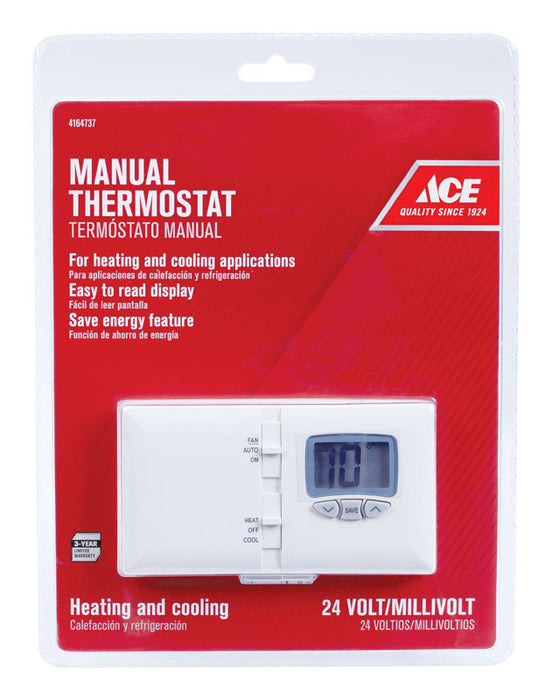Ace Heating and Cooling Push Buttons Thermostat