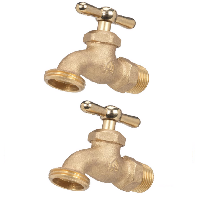 Homewerks #VHBSTDF4 3/4 in. MIP X 3/4 in. MHT Brass Hose Bibb ~ 2-Pack