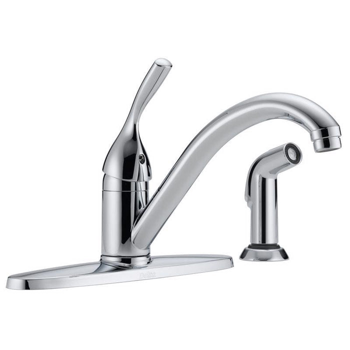Delta Classic #400-DST One Handle Chrome Kitchen Faucet Side Sprayer Included