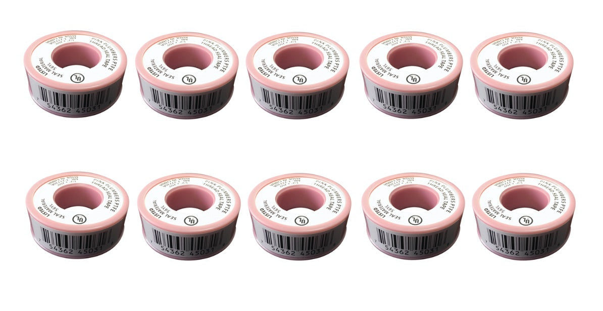 Ace Hardware Pink 1/2 in. W Thread Seal Tape ~ 10 Pack ~ 10 oz Total