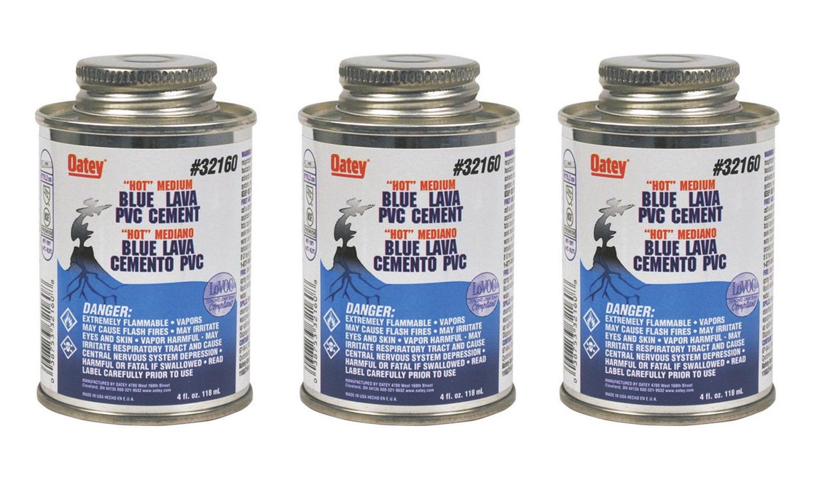 Oatey #32160 Lava Hot Blue Cement For PVC ~ 3-Pack ~ 12 oz Total