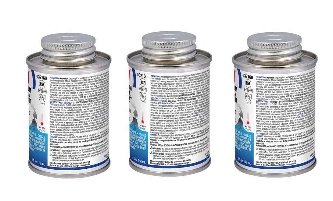 Oatey #32160 Lava Hot Blue Cement For PVC ~ 3-Pack ~ 12 oz Total