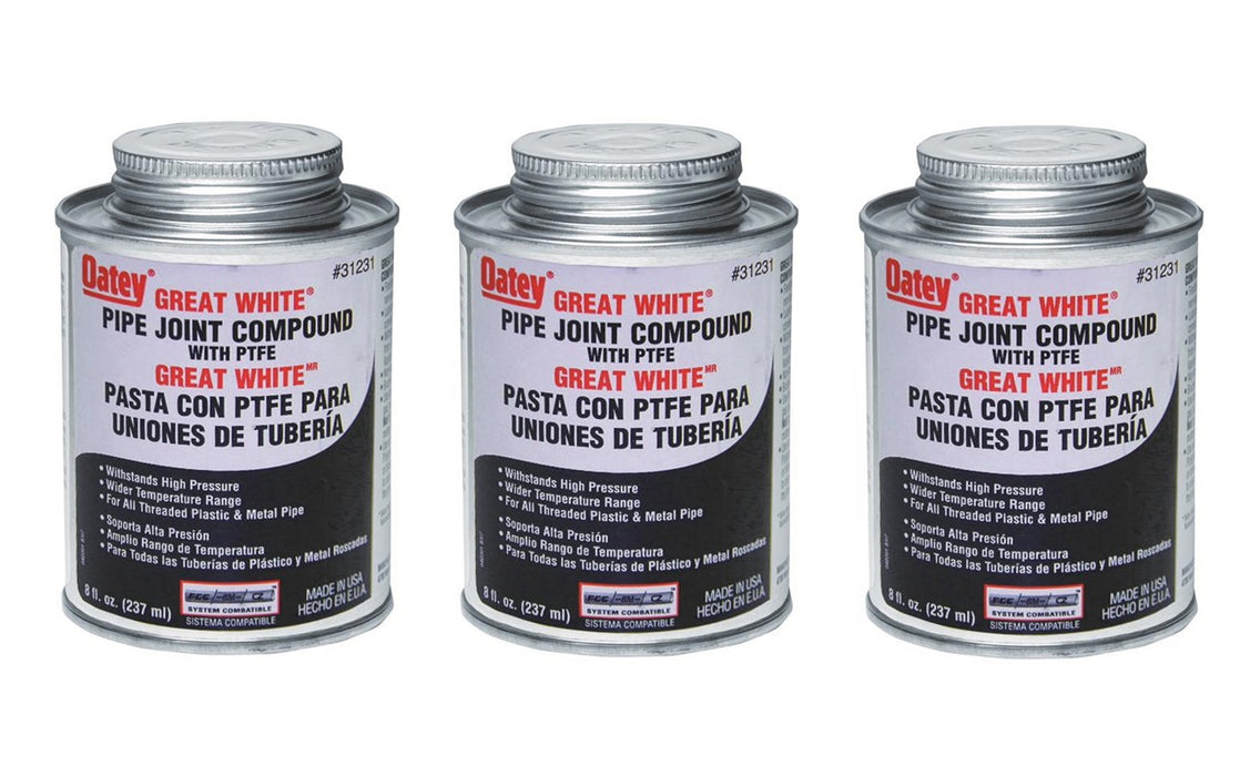 Oatey #31231 Great White Pipe Joint Compound 8 oz~ 3-Pack ~ 24 oz Total