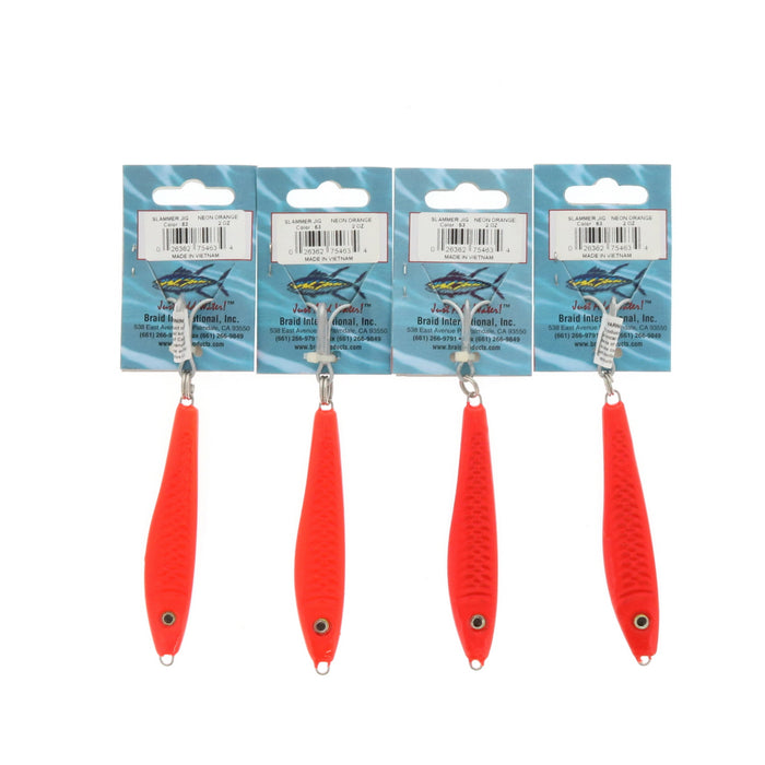 Braid Slammer Jig Neon Orange 2oz ~ 4-Pack