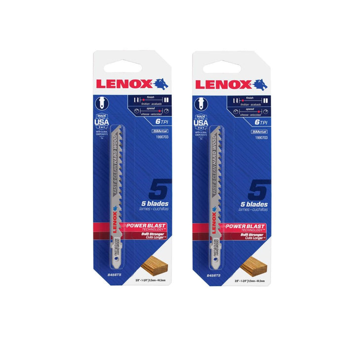 Lenox #1990703 4 in. Bi-Metal T-Shank Jig Saw Blade 6 TPI ~ 2-Pack ~ 10 Jig Saw Blades Total