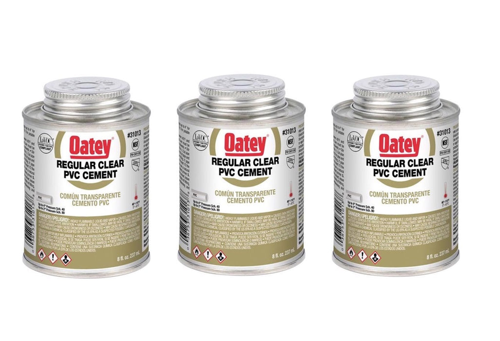 Oatey #31013 Clear Plumbing Cement For PVC Pipes ~ 3-Pack ~ 24 oz Total