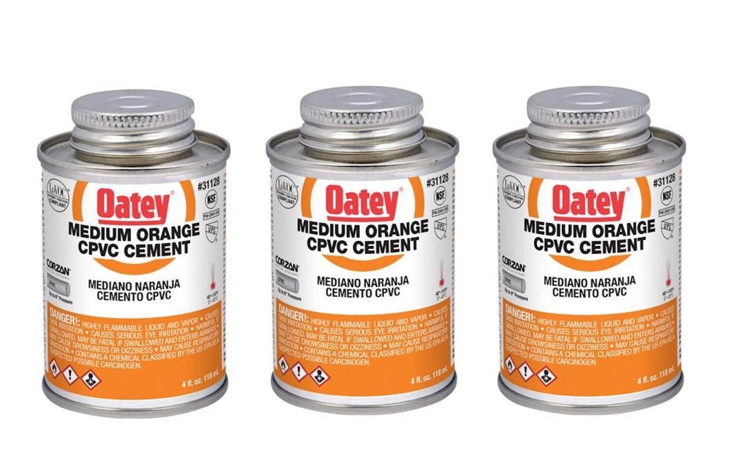 Oatey #31128 Orange Plumbing Cement For CPVC ~ 3-Pack ~ 12 oz Total